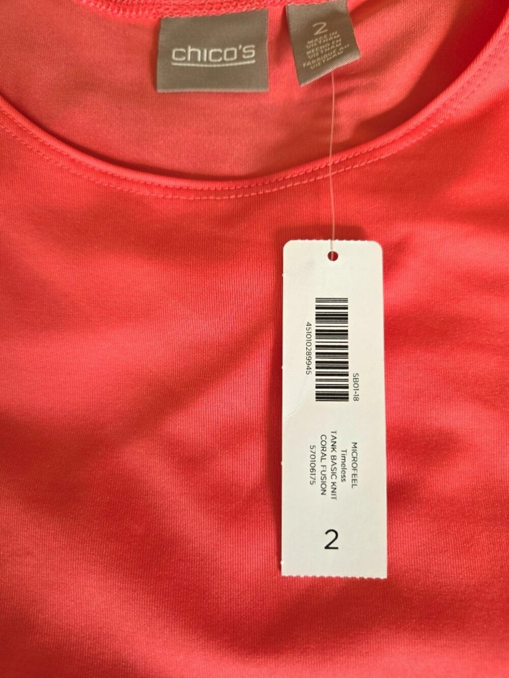 Chico's Microfeel Timeless Stank Basic Knit Caribbean Coral Women Size 2 NEW - Picture 4 of 11